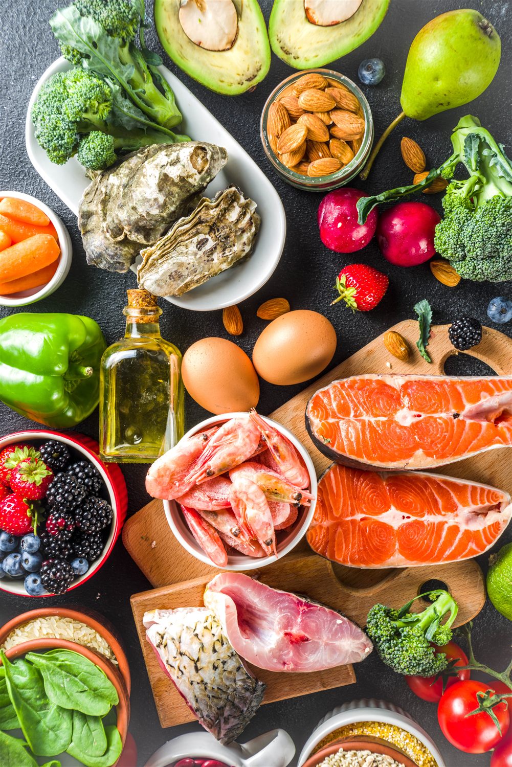 Fresh seafood and vegetables