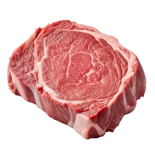 Beef boneless rib eye steak lip-on